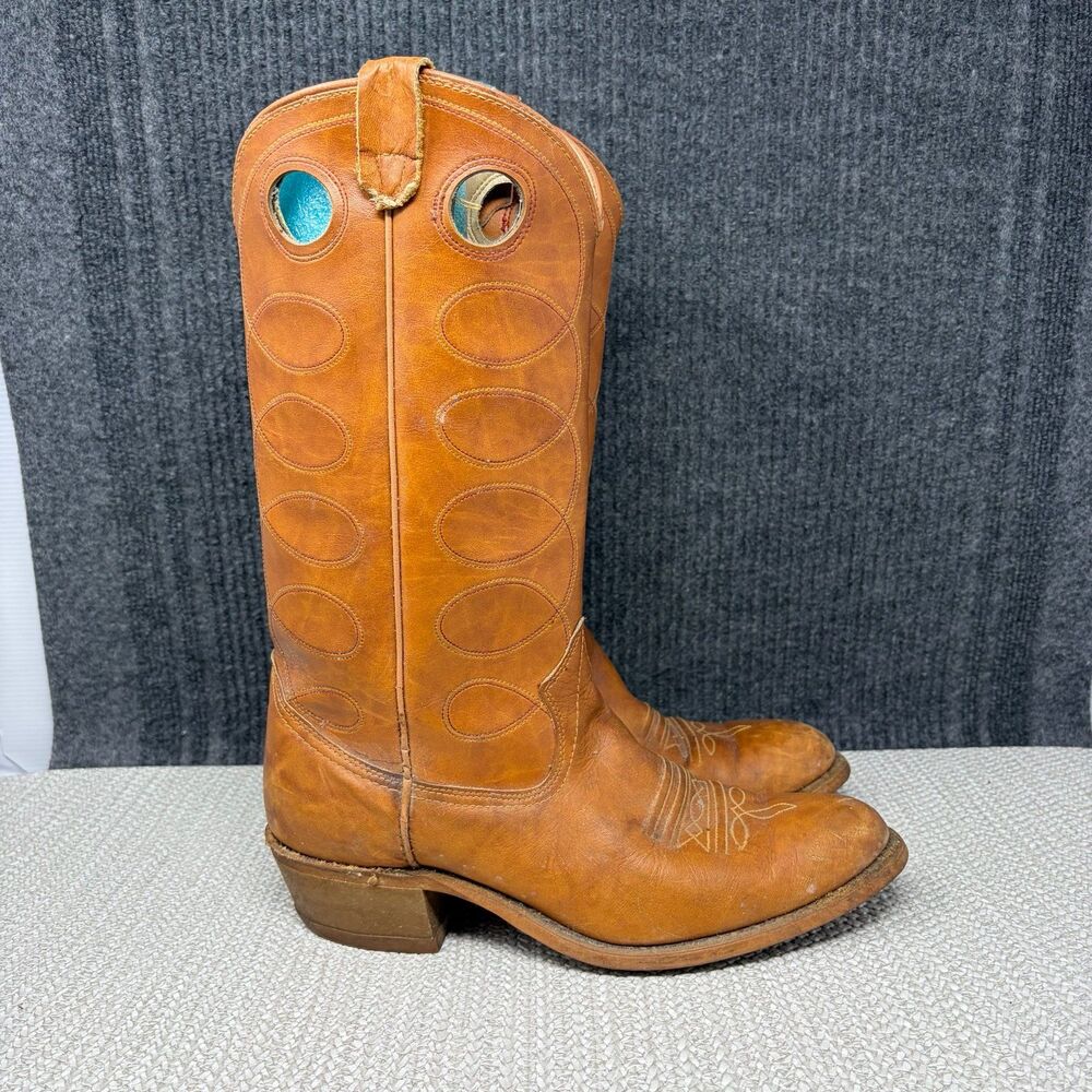 Vintage 90s ACME Western Cowboy Boots Brown Leather Mens Size 9.5 D